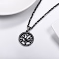 Miniatyrbillede 3 af 4: Unisex Tree of Life halskæde med kæde (kan ændres størrelse), 316l rustfrit stål/forgyldt/sort farve (med gaveæske, pose)