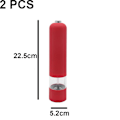 Pikkukuva 2 / 5: Sähkökäyttöinen merisuola- ja pippurimylly ja shaker set, paristokäyttöinen valolla ja säädettävä, 2 kpl pakkaus 2pcs red