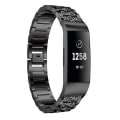 Miniatyrbillede 1 af 5: Diamantbesat massivt urbånd i rustfrit stål til Fitbit Charge 3 Black