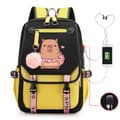 Capybara Student Ryggsäck Stor kapacitet vattentät ryggsäck med USB-laddningsport M045