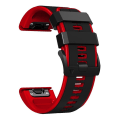 Miniatyrbilde 2 av 5: For Garmin Fenix ​​7x Vertical Stripes Tofarget silikonklokkerem Black Red