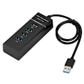 Miniatyrbild 5 av 5: 4 portar USB 3.0 hub splitter höghastighetshubb höghastighets multiexpansion för stationär PC bärbar datoradapter usb 3.0 Hub Black