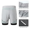 Miniatyrbild 2 av 2: 2-i-1 löparshorts för män med dragkedjefickor Snabbtorkande träningsshorts för träning gym träning Light Grey L