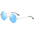Pikkukuva 1 / 5: Vintage Pyöreä John Lennon Polarisoidut aurinkolasit Miesten Naisten Circle Hippie Aurinkolasit Blue Lens-silver Frame