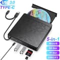 Miniatyrbillede 1 af 7: Eksternt CD DVD-drev til bærbar, 5-i-1 USB 3.0 Type-C CD DVD ROM +/-RW Burner Writer Reader