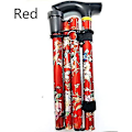 Miniatyrbillede 3 af 5: Sammenfoldelig spadserestok Justerbar aluminiumsblomstret vandrestok til vandring Camping Holdbar mobilitetshjælp Red