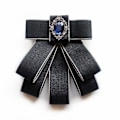 Miniatyrbillede 1 af 4: Modebåndssløjfe Formel fest Håndlavet slips Rhinsten Krystal Broche Pin Luksus Justerbare Bukser til bryllup Black