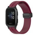 Miniatyrbillede 1 af 5: Til Garmin Venu Sq 2 Music 20mm Solid Color Magnetic Clasp Silikone Watch Band Wine Red