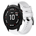 Miniatyrbilde 1 av 5: For Garmin Fenix ​​6x Sapphire Metal Spenne Solid Color Silikon Klokkebånd White