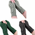 Miniatyrbilde 2 av 5: Menn Kvinner Strikket Fingerløse Hansker Mote Unisex Myk Vinter Varm Ull Votter Brown