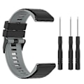 Miniatyrbild 1 av 5: För Garmin Fenix 7 22mm Tvåfärgad Silikonklocka STMZ Black Grey