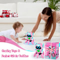 Miniatyrbillede 2 af 5: Robotlegetøj til drenge og piger, gående og dansende robotlegetøj med blinkende lys og musik, pink