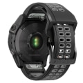Miniatyrbilde 5 av 5: For Garmin Fenix ​​7 26 mm Dual Row Holes Tofarget silikonklokkerem Black Grey