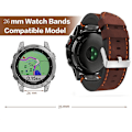 Miniatyrbillede 5 af 5: Til Garmin Fenix ​​7x Solar 26mm Læder Sutur Stål Spænde Urbånd Brown