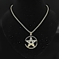 Miniatyrbillede 3 af 4: Skyrim Supernatural Pentagram Halskæde Til Mænd Rustfrit Stål Kæde Pentakel Stjerne Talisman Amulet Vedhæng Halskæder Smykker Style A - gold
