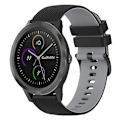 Miniatyrbillede 1 af 5: Til Garmin Vivomove 3 20 mm ternet tofarvet silikone urrem Black-Grey
