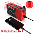 Pikkukuva 4 / 5: Hätäsääradio, Anpro 2000mAh aurinkokäsikammen sääradio LED-taskulamolla, SOS