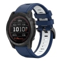 Miniatyrbilde 1 av 5: For Garmin Tactix 7 / 7pro 26 mm tofarget sportssilikonklokkerem Midnight Blue - White