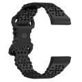 Miniatyrbilde 3 av 5: For Fitbit Versa 4/3/Sense 1/2 Lace Hollowed Silicone Watch Band Black