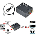 Miniatyrbild 4 av 5: Digital optisk Toslink SPDIF koaxial till analog RCA ljudkonverterare adapter med fiberkabel
