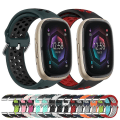 Miniatyrbillede 4 af 5: Til Fitbit Sense 2 tofarvet perforeret åndbart silikoneurbånd Black-Pink