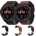 Miniatyrbillede 3 af 5: Til Garmin Fenix ​​7x Solar 26mm Læder Sutur Stål Spænde Urbånd Brown