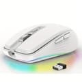 2.4G dubbelläge Bluetooth 5.1 RGB trådlös mus 2400dpi vit