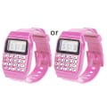 Miniatyrbillede 1 af 5: Fad Børn Silikone Date Multi-purpose Børne Elektronisk Lommeregner Armbåndsur Rose red