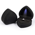 Miniatyrbilde 1 av 5: Led ringboks hjerteform fløyelsholderboks med lys for forlovelse Black