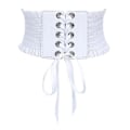 Miniatyrbillede 2 af 3: Dames Talje Stretch PU Læder Wrap Lace Up Høj Talje Style Bælte White