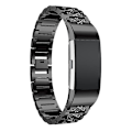 Miniatyrbillede 2 af 5: Diamantbesat urrem i massivt rustfrit stål til Fitbit Charge 2 Black