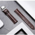 Pikkukuva 3 / 5: Nahkaiset watch , alligaattorin vaihtohihna miehille, naisille hopeisella perhossolkilla Dark brown 19mm