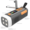 Miniatyrbild 2 av 5: Utomhus Solcellsdriven Nödradio LED Ficklampa Portabel Handvev Am/Fm Radio 4500 Mah Batteri