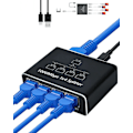 Miniatyrbilde 1 av 5: Ethernet-splitter 1 til 4, 1000 Mbps høyhastighets nettverksfordeler med USB-strøm, støtter 4 enheter samtidig, kompatibel med Cat6/7/8-kabler