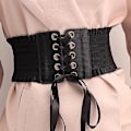 Miniatyrbillede 3 af 5: Dames Talje Stretch PU Læder Wrap Snøre Høj Talje Style Bælte Black