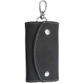 Miniatyrbillede 1 af 5: Sort læder nøgle etui, læder nøgle holder Unisex læder nøgle etui pung nøglering