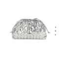 Pu vävd väska Satchel Cloud Mini läder clutchväska Silver