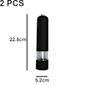Pikkukuva 2 / 5: Sähkökäyttöinen merisuola- ja pippurimylly ja shaker set, paristokäyttöinen valolla ja säädettävä, 2 kpl pakkaus 2pcs black