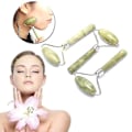 Pikkukuva 3 / 4: Vihreä yksipäinen kasvohieronta Jade-kivi laihtuminen kasvojen ja kaulan hierontalaite nosto työkalu Anti Wrinkle hierontarulla N2