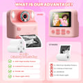 Miniatyrbillede 3 af 3: Digitalkamera 1080P HD Børne Instant Print Kamera 2.4 Tommer IPS Skærm Pink