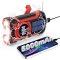 Miniatyrbillede 1 af 4: Håndsving Solar Nødradio med Lommelygte Bærbar Bluetooth Am/Fm/ Vejrradio 5000Mah/Rød