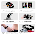 Miniatyrbillede 2 af 4: C6t 0,96 tommer farveskærm Smart Watch Ip67 Vandtæt, understøtter temperaturmåling/pulsmåling/blodtryksmåling/søvnmonitorering Black