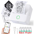 Miniatyrbillede 1 af 5: Mini Termisk Printer, Trådløs Etiketprinter med Bånd, Kompatibel med iOS og Android Hvid