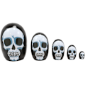 Miniatyrbillede 3 af 5: Ebros 5-delt sæt Fantasy Underworld Nesting Dolls Matroyshka Babushka Træfigurer 9,5 cm høje Ossuary Macabre Accent Statuer (Day of Day of