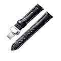Pikkukuva 1 / 5: Nahkaiset watch , alligaattorin vaihtohihna miehille, naisille hopeisella perhossolkilla Black 19mm