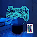 Miniatyrbilde 1 av 5: 3d Gamepad-lampe Spillkonsoll Nattlys 3d Illusion-lampe for barn, 16 farger som endres med fjernkontroll, spillrom-spillergave, barneromsdekor
