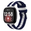 För Fitbit Versa 4 / Sense 2 Universal Stripe Nylon Watch Band Blue White Blue
