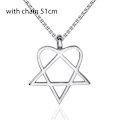 Miniatyrbilde 1 av 4: Heartagram Star Heart Him Mens Womens Rustfritt Stål Hjerte Halskjede Vintage Smykker Style 2-chain 51cm