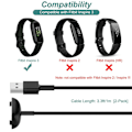 Miniatyrbilde 2 av 5: Lader for Fitbit Inspire 3, erstatnings-USB-ladekabel [2-pakning, 3,3 fot/1 m]