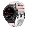 Miniatyrbillede 1 af 4: Til Garmin Fenix ​​7x 26 mm Plain Weave To-farve Quick Release Silikone Watch Band Pink White